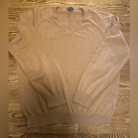 J.Crew Camel Tan V-Neck Lightweight Knit Sweater Classic Pullover Size Large - Picture 3 of 8